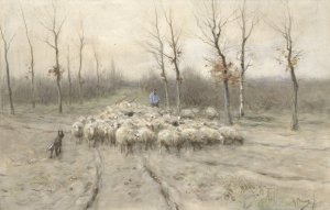 Schapenkudde op de heide bij Laren by Anton Mauve Oil Painting