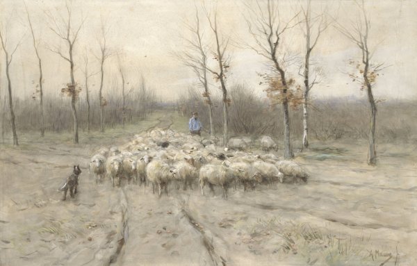 Main Product Photo of Schapenkudde op de heide bij Laren  Painting by Anton Mauve