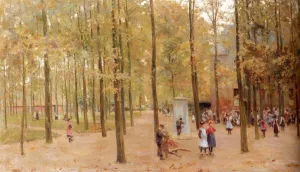 The Brink In Laren With Children Playing by Anton Mauve Oil Painting