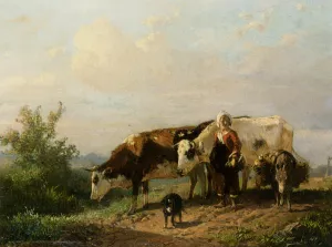 The Cowherdess by Anton Mauve Oil Painting