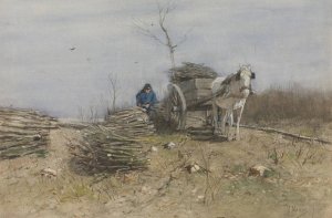 The wood gatherer by Anton Mauve Oil Painting