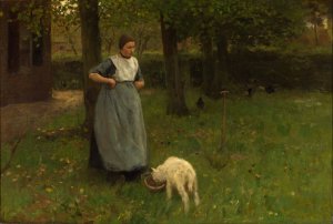 Woman from Laren with lamb by Anton Mauve Oil Painting