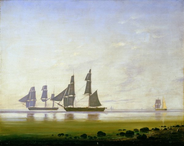 Main Product Photo of A Calm Morning At Sea  Painting by Anton Melbye