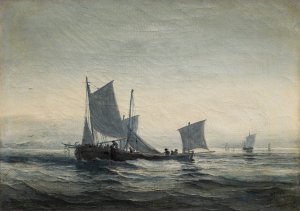 Fishing-Boats In The Channel by Anton Melbye Oil Painting