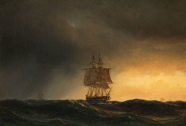 Main Product Photo of Groser Segler auf hoher See  Painting by Anton Melbye