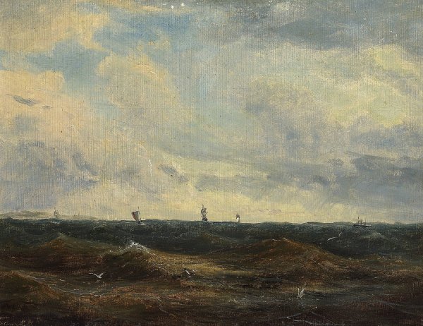 Main Product Photo of Marine med skibe pa havet Painting by Anton Melbye