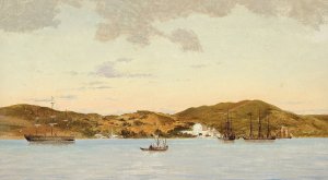 Parti fra Middelhavet med hvide bygninger ved kysten by Anton Melbye Oil Painting