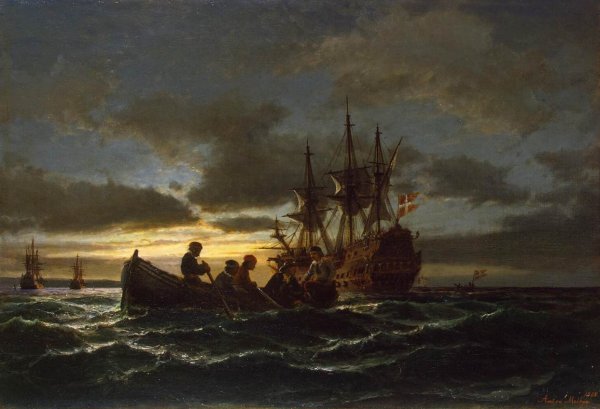 Main Product Photo of Sea at Night Painting by Anton Melbye