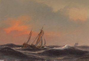 Segelschiff auf schwerer See by Anton Melbye Oil Painting