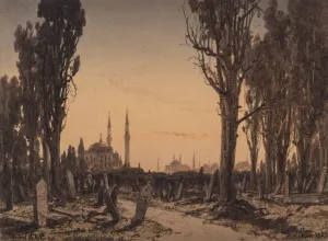 Turkish Cemetary. Scutari Oil painting by Anton Melbye