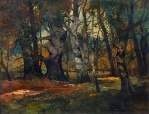 Herbstwald by Anton Muller-Wischin Oil Painting