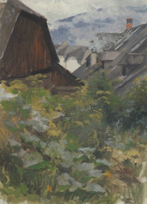 Dorfstudie by Anton Nowak Oil Painting