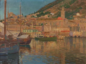 Hafenpartie bei Ragusa by Anton Nowak Oil Painting