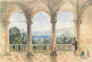 A view from a loggia by Anton Perko Oil Painting
