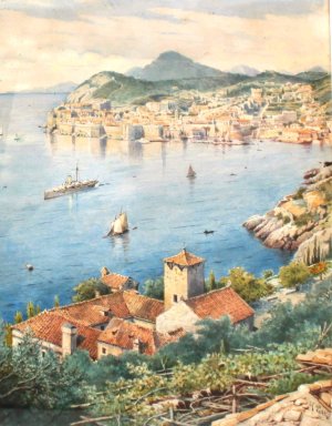 A View Of Dubrovnik by Anton Perko Oil Painting