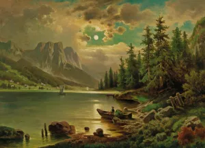 View of the Grundlsee with the Backenstein in the background by Anton Pick Oil Painting