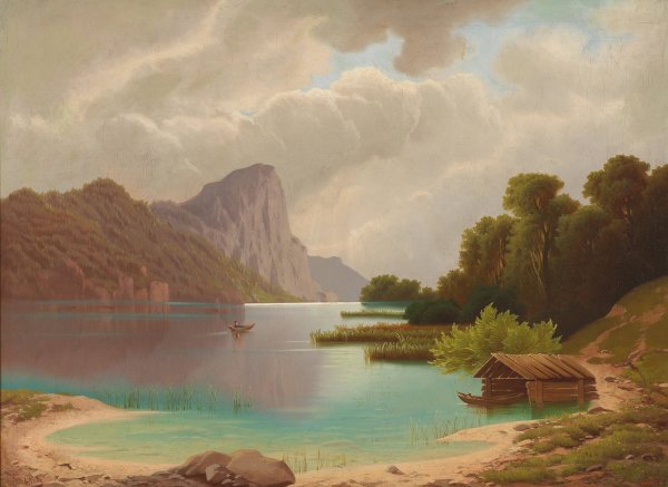 View of The Mondsee by Anton Pick - Hand-Painted Oil Painting Reproduction