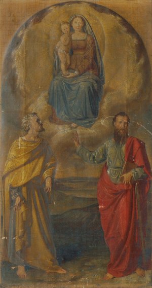 Maria mit Jesuskind und den Heiligen Petrus und Paulus by Anton Psenner Oil Painting