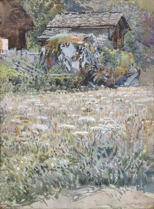 Blumenwiese auf dem Lande by Anton Reckziegel Oil Painting