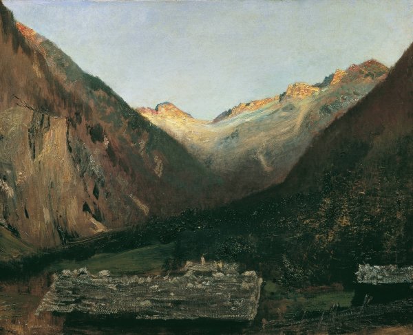 Abend in der Prossau bei Gastein  by Anton Romako - Hand-Painted Oil Painting Reproduction