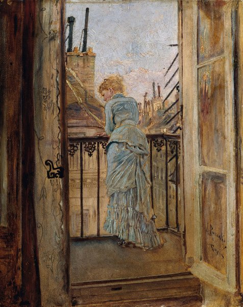 Auf dem Balkon  by Anton Romako - Hand-Painted Oil Painting Reproduction