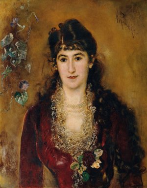 Dame im roten Kleid by Anton Romako Oil Painting