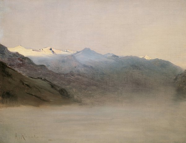 Das Gasteinertal im Nebel  by Anton Romako - Hand-Painted Oil Painting Reproduction