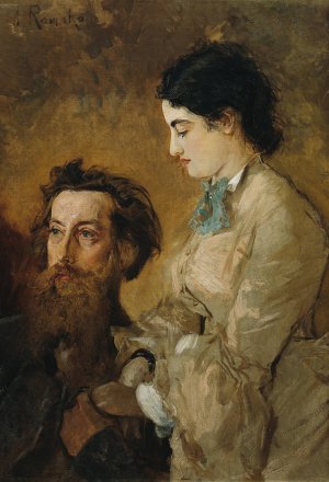 Der Bildhauer Reinhold Begas mit seiner Frau Margarethe by Anton Romako Oil Painting