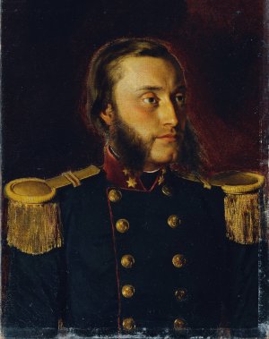Der Schiffsbau-Ingenieur Josef von Romako als Oberleutnant by Anton Romako Oil Painting