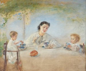 Die Familie des Kunstlers beim Fruhstuck Oil painting by Anton Romako