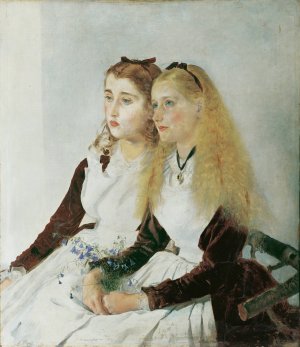 Die Nichten des Kunstlers, Elisabeth und Maja by Anton Romako Oil Painting
