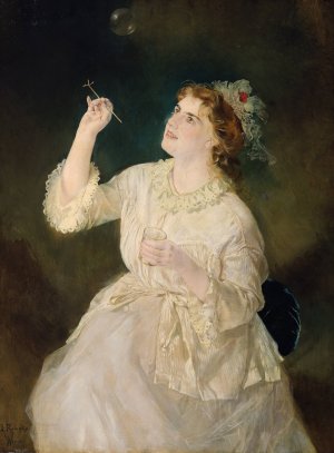 Die Seifenblaserin by Anton Romako Oil Painting