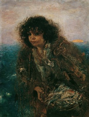 Italienisches Fischerkind by Anton Romako Oil Painting