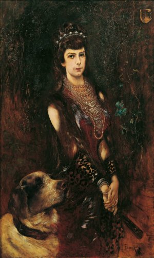Kaiserin Elisabeth mit Bernhardinerhund by Anton Romako Oil Painting