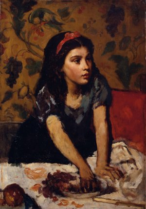 Naschendes Madchen by Anton Romako Oil Painting