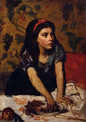 Naschendes Madchen by Anton Romako Oil Painting