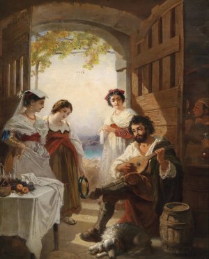 Neapolitanische Schenke by Anton Romako Oil Painting