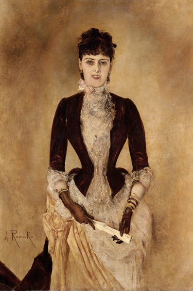 Portrait Of Isabella Reisser  by Anton Romako - Hand-Painted Oil Painting Reproduction