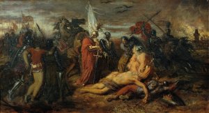 Rudolf von Habsburg an der Leiche Premysl Ottokars, KOnig von BOhmen by Anton Romako Oil Painting
