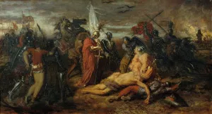 Rudolf von Habsburg an der Leiche Premysl Ottokars, KOnig von BOhmen by Anton Romako Oil Painting