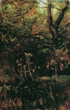 Waldlichtung mit Disteln by Anton Romako Oil Painting