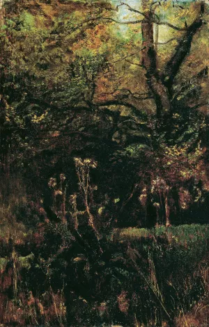 Waldlichtung mit Disteln Oil painting by Anton Romako