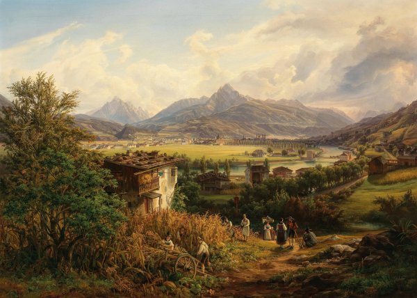 A View of Innsbruck  by Anton Schiffer - Hand-Painted Oil Painting Reproduction