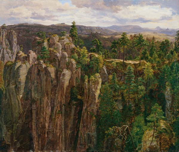 Im Elb-Sandsteingebirge  by Anton Schiffer - Hand-Painted Oil Painting Reproduction