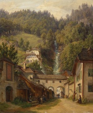 Motiv aus Hallstatt by Anton Schiffer Oil Painting