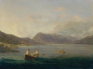 Osterreichischer Alpensee Oil painting by Anton Schiffer