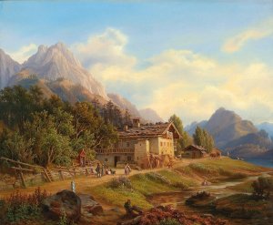 Partie Am Hintersee In Der Ramsau Bey Berchtesgaden by Anton Schiffer Oil Painting