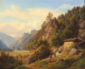 Partie Bey Frohnwies Am Wege Von Lofer Nach Salfelden Im Pinzgau by Anton Schiffer Oil Painting