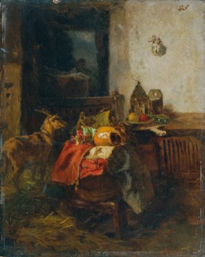 Bauernzimmer mit einem Stillleben by Anton Schrodl Oil Painting