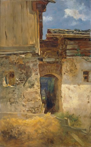 Gasschen in Hallstatt by Anton Schrodl Oil Painting